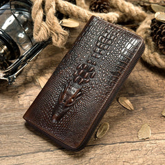 Men's Crocodile Pattern Leather Clutch Bag for Money and Cards
