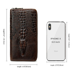 Men's Crocodile Pattern Leather Clutch Bag for Money and Cards