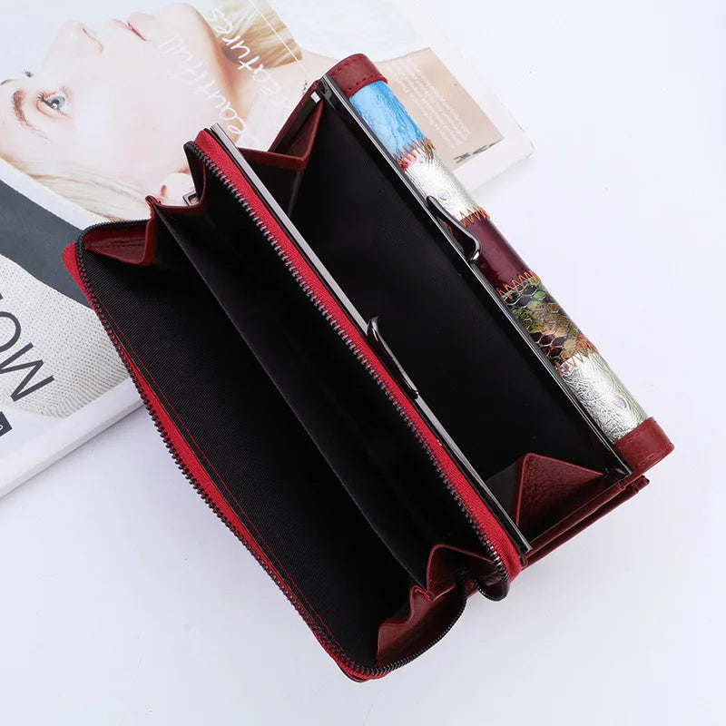 Women's Leather Clutch Wallet Phone Money Bag