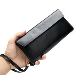 Men's Long Leather Zip Wallet Clutch Phone Money Bag