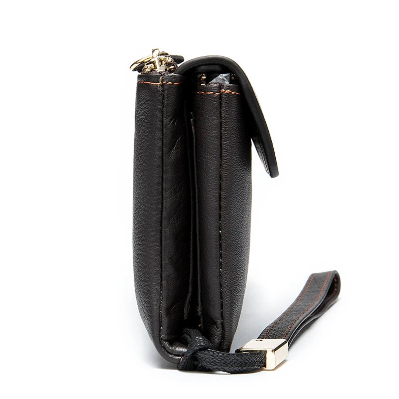 Men's Long Leather Zip Wallet Clutch Phone Money Bag