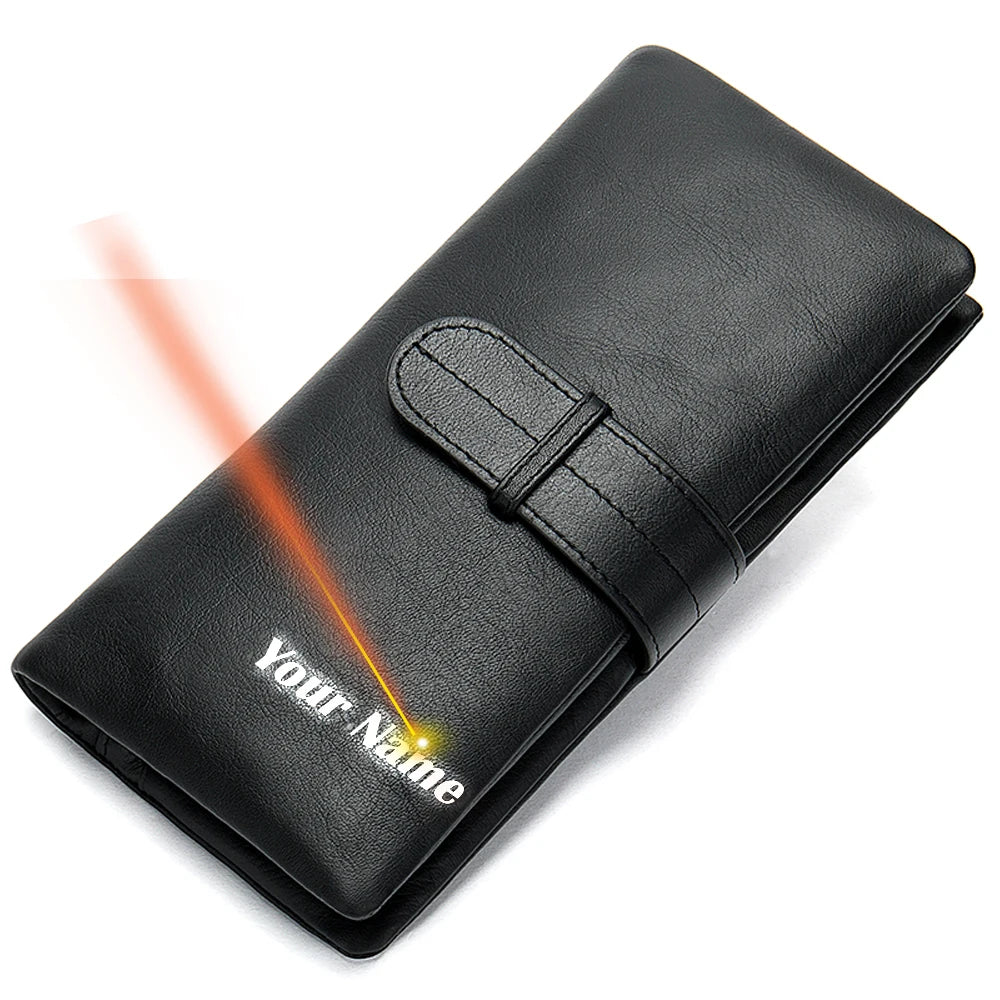 Men's Leather Zipper Wallet Business Money Bag 6018
