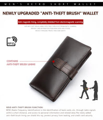 Men's Leather Zipper Wallet Business Money Bag 6018