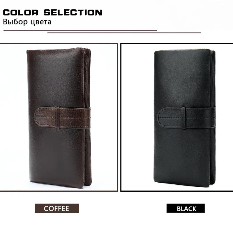 Men's Leather Zipper Wallet Business Money Bag 6018