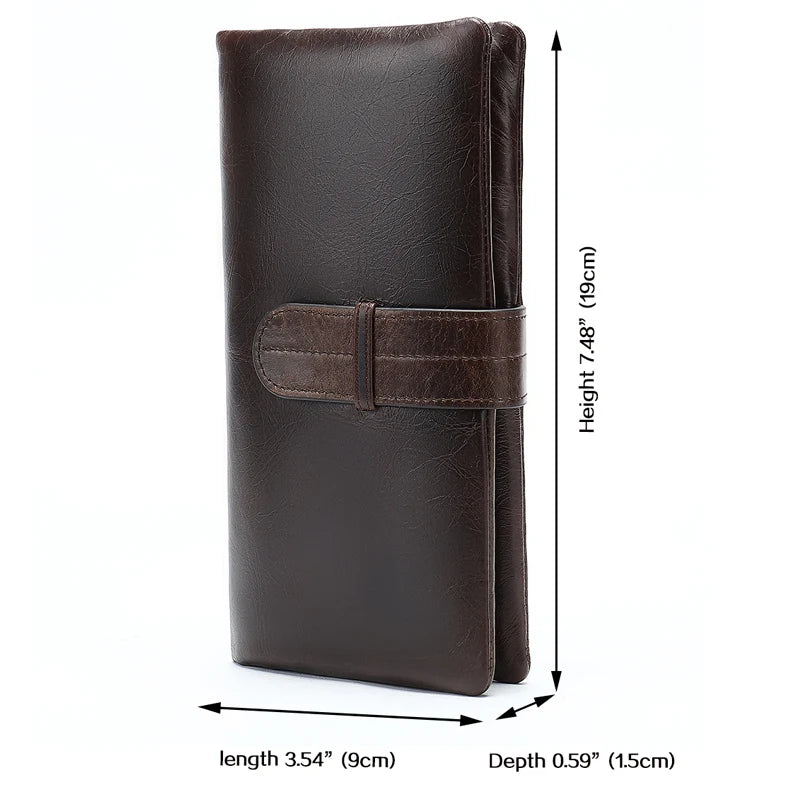 Men's Leather Zipper Wallet Business Money Bag 6018