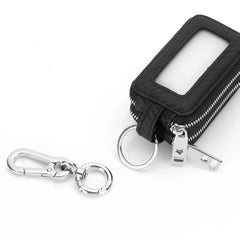 Carbon Fiber Textured Leather Key Holder Double Zipper Keychain Wallet