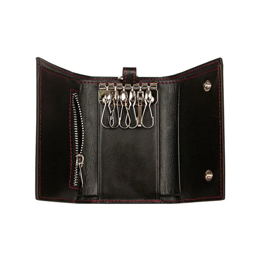 Leather Carbon Fiber RFID Key Holder Organizer Pouch Key Wallets