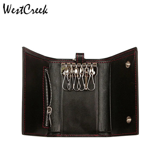 Leather Carbon Fiber RFID Key Holder Organizer Pouch Key Wallets