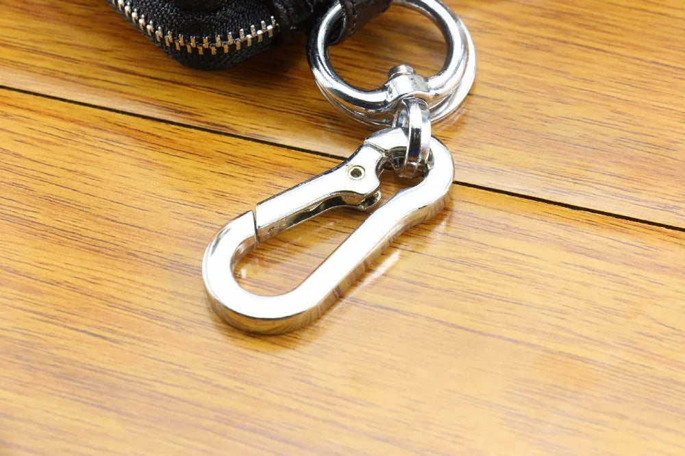 Double Zipper Leather Car Key Wallets Key Holder Keychain