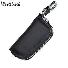 Leather Car Key Wallet Zipper Key Holder Organizer