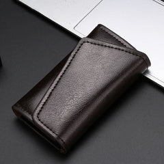 Soft Leather Minimalist Key Holder Vintage Housekeeper Keychain Wallet