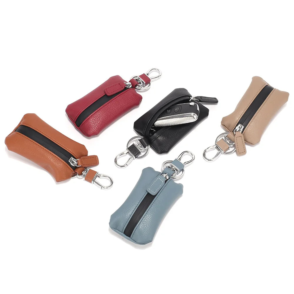 Soft Leather Waterproof Key Wallets Men Women Vintage Keychain