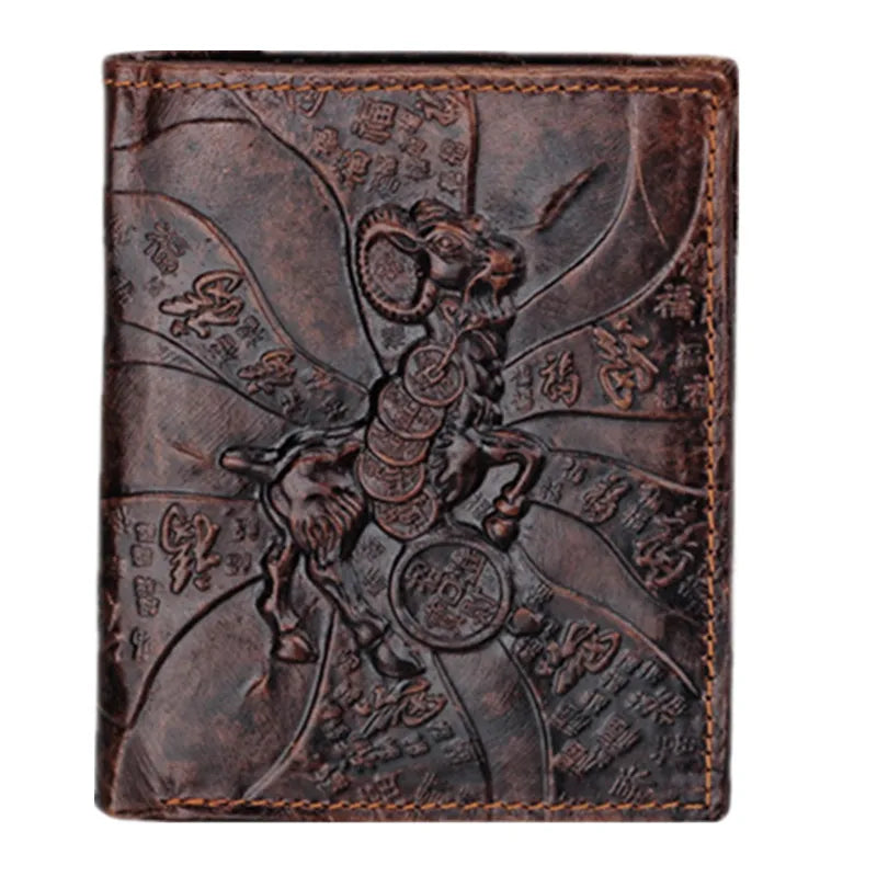 Goats Pattern Leather Men's Wallets High Real Leather Man Purse