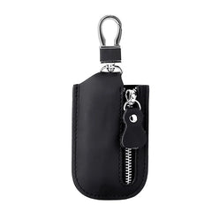 Oval Cowhide Car Key Organizer with Hardware Hook