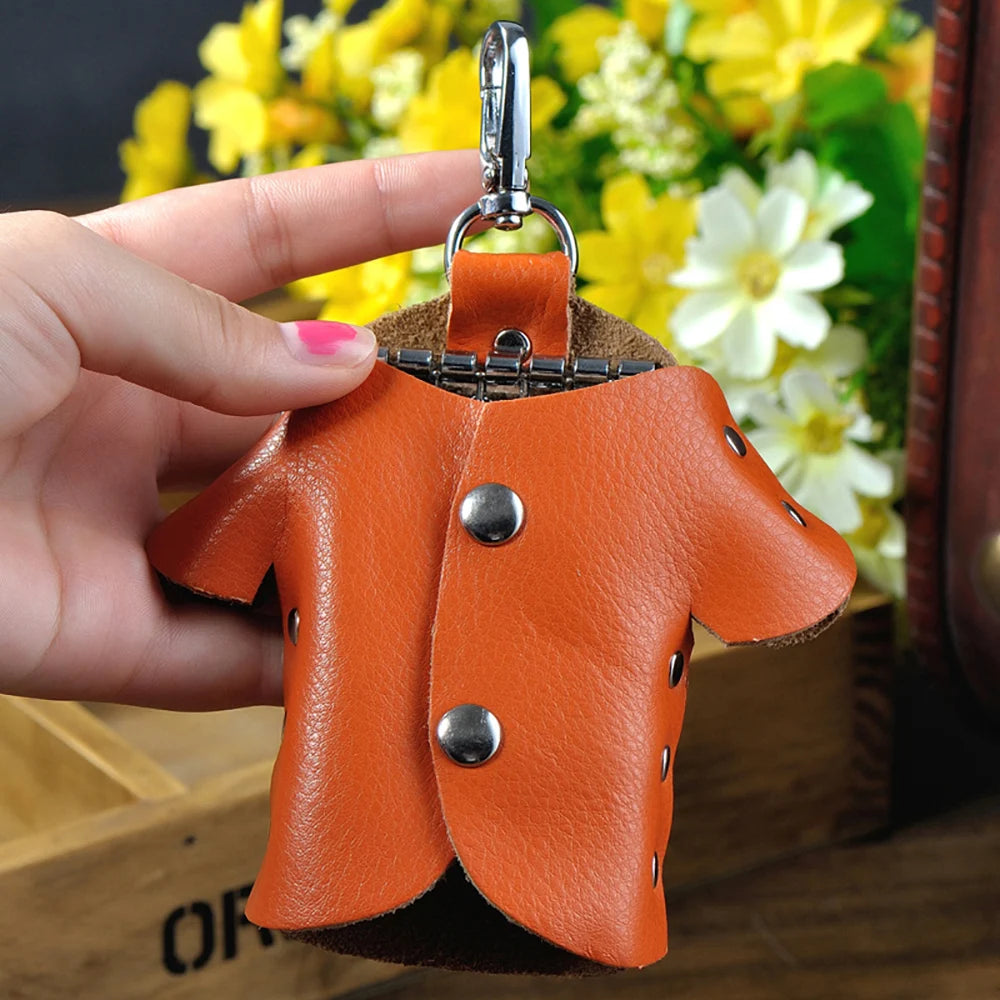 Split Leather Buckle Small Key Wallet Holder Case Key Clip Storage Bag