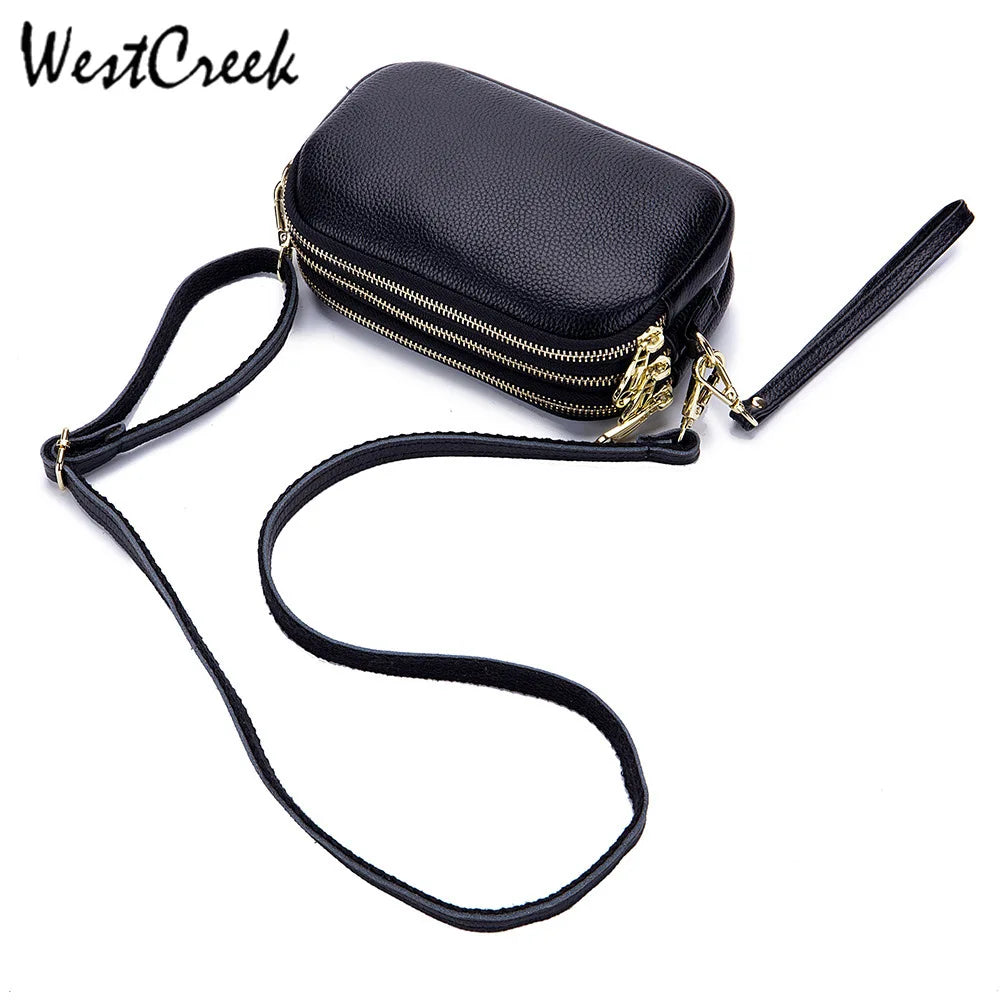 Three-layer Soft Leather Women Crossbody Handb
