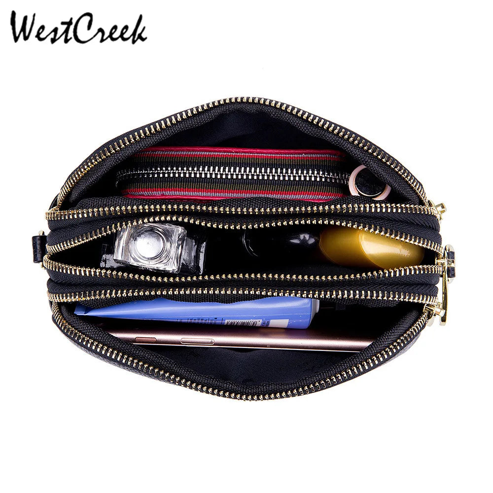 Three-layer Soft Leather Women Crossbody Handb