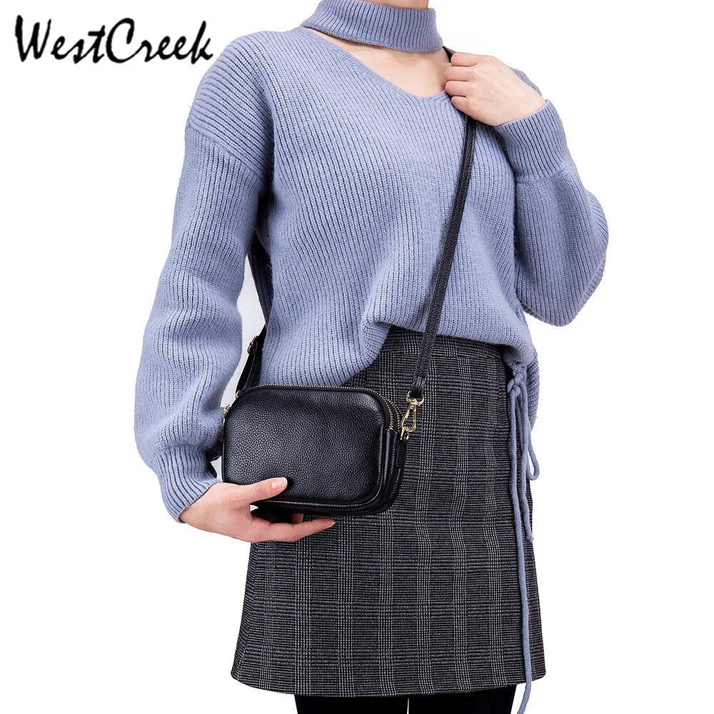 Three-layer Soft Leather Women Crossbody Handb