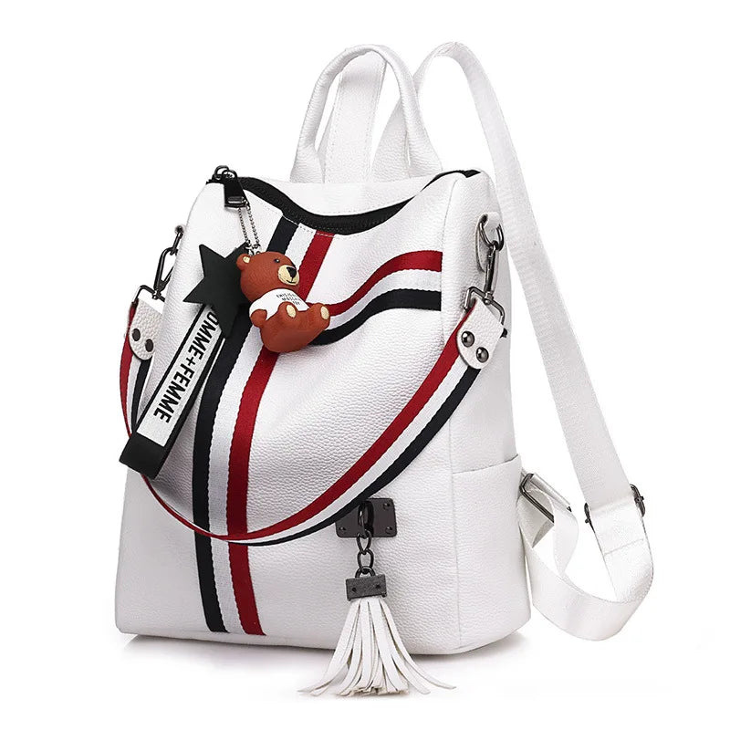 Women's Zipper Backpack PU Leather School Bag