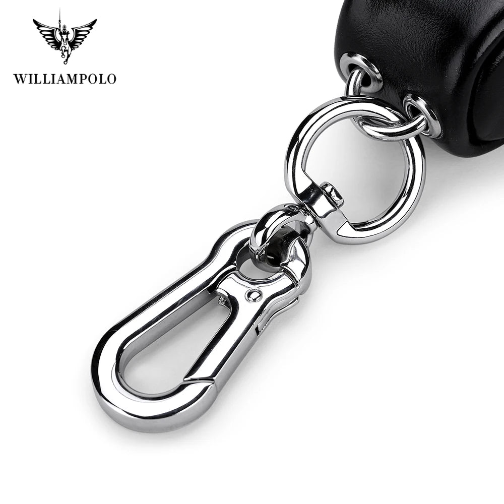 WILLIAMPOLO Leather Key Bag Zipper Wallet Multi-function Waist Key Bag