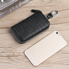 Men Leather Key Wallet Car Key Holder Zipper Wallet Small