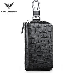 Men Leather Key Wallet Car Key Holder Zipper Wallet Small