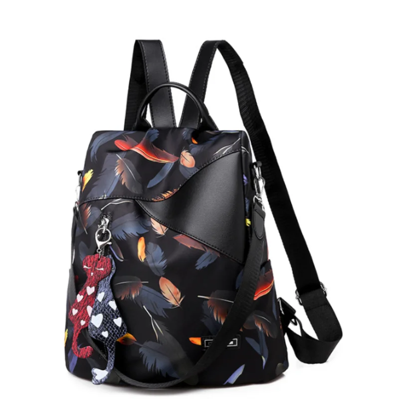 Embroidery Backpack Teen Girls School Bag PU Leather Student