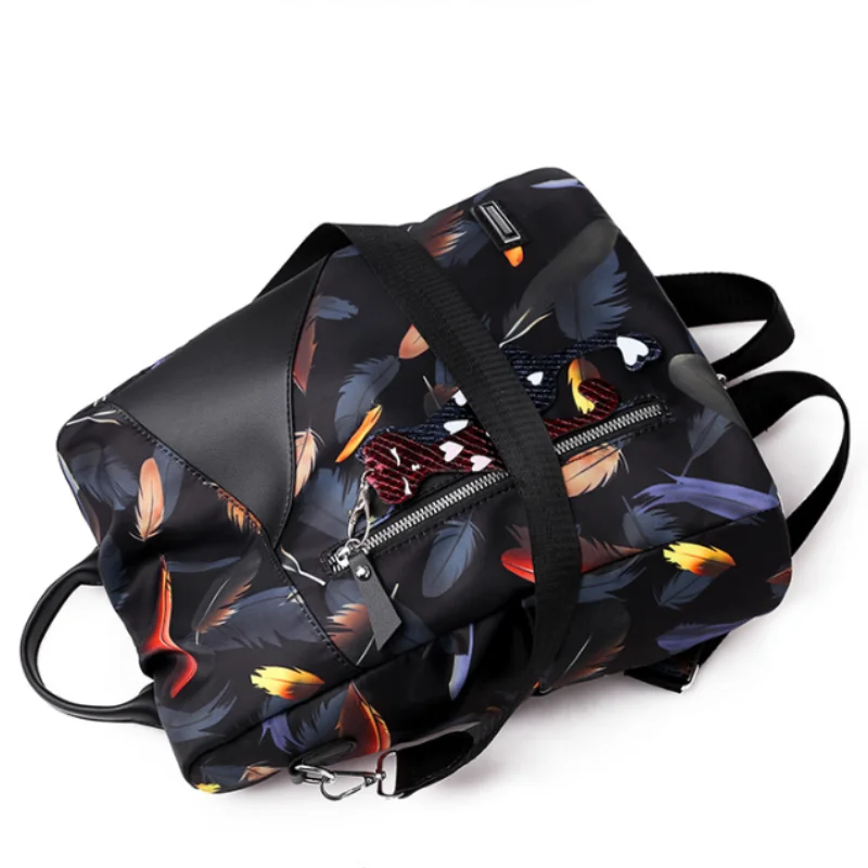 Embroidery Backpack Teen Girls School Bag PU Leather Student