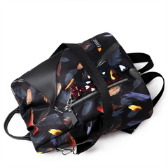 Embroidery Backpack Teen Girls School Bag PU Leather Student