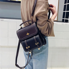 PU Mini Stitching Backpack Style Women's Shoulder Bag