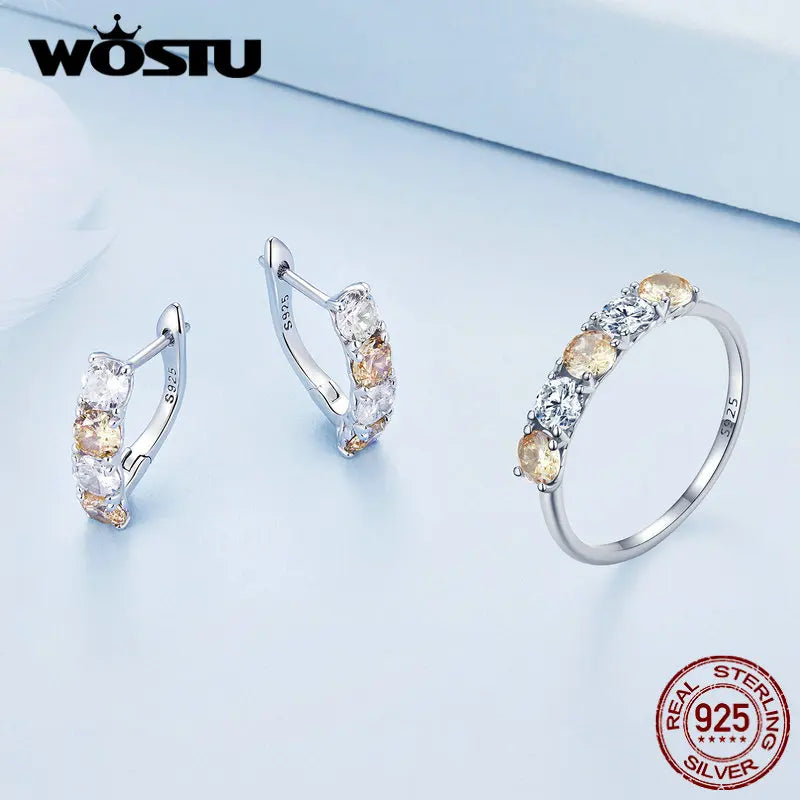 925 Silver Morganite Zircon Wedding Jewelry Set