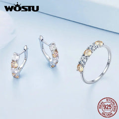 925 Silver Morganite Zircon Wedding Jewelry Set