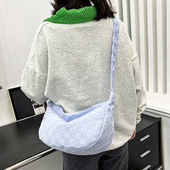 Waffle Plaid Handbag Women's Hobo Bags Casual Messenger Crossbody Bags
