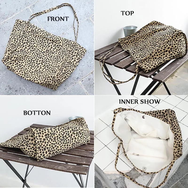 Wahyah Leopard Canvas Tote Bag for Women ZY014