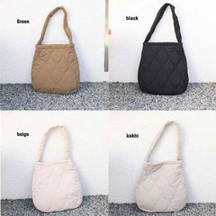 Wahyah Quilted Tote Shoulder Bag for Women Purse Handbag Nylon Schoolbag