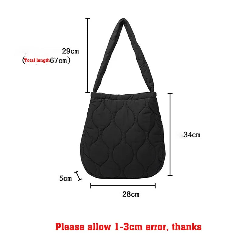 Wahyah Quilted Tote Shoulder Bag for Women Purse Handbag Nylon Schoolbag