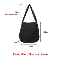 Wahyah Quilted Tote Shoulder Bag for Women Purse Handbag Nylon Schoolbag