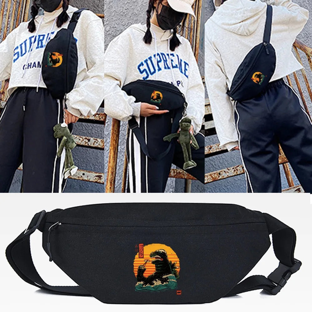 Monster Print Crossbody Bag Hip Hop Street Shoulder Multifunction
