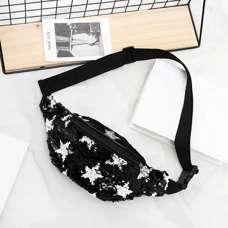 Glitter Sequin Waterproof Waist Bag Female Belt Chest Handbag Unisex Fanny Pack