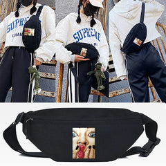 Pinch Face Print Waist Bag Hidden Security Wallet Crossbody Shoulder Bag