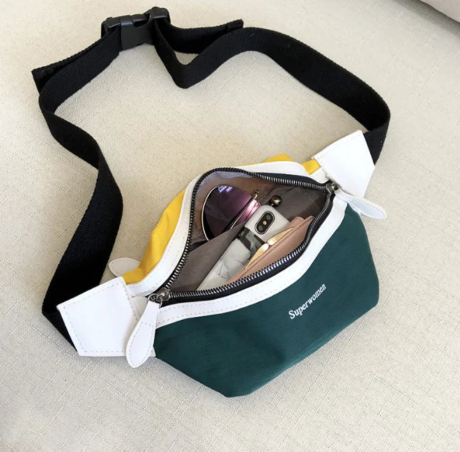 Canvas Waist Bag Women Letter Bum Bag Packs Chest Crossbody bag