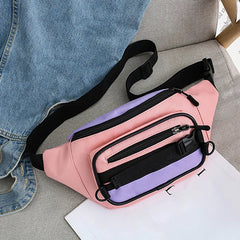 Canvas Bum Bag Women's Hip Hop Waist Pack Zipper Shoulder Pack