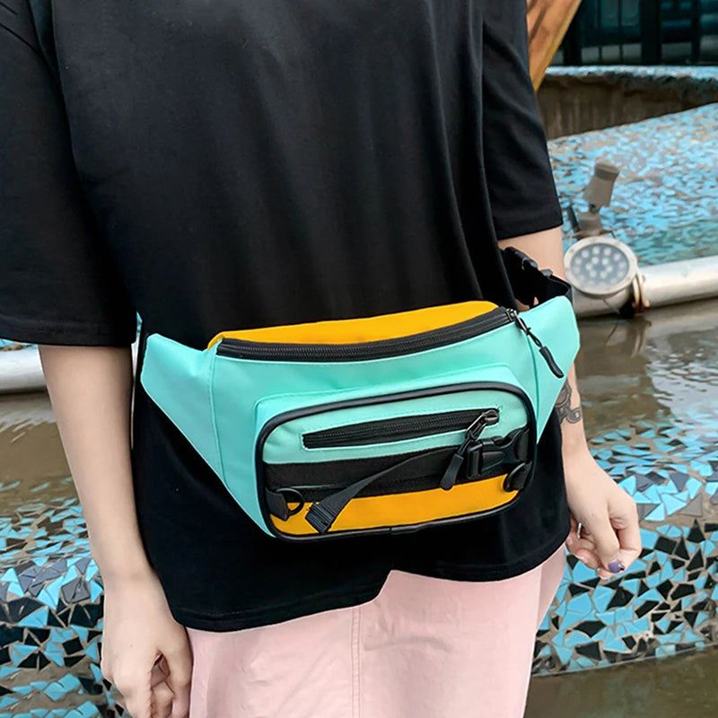 Canvas Bum Bag Women's Hip Hop Waist Pack Zipper Shoulder Pack