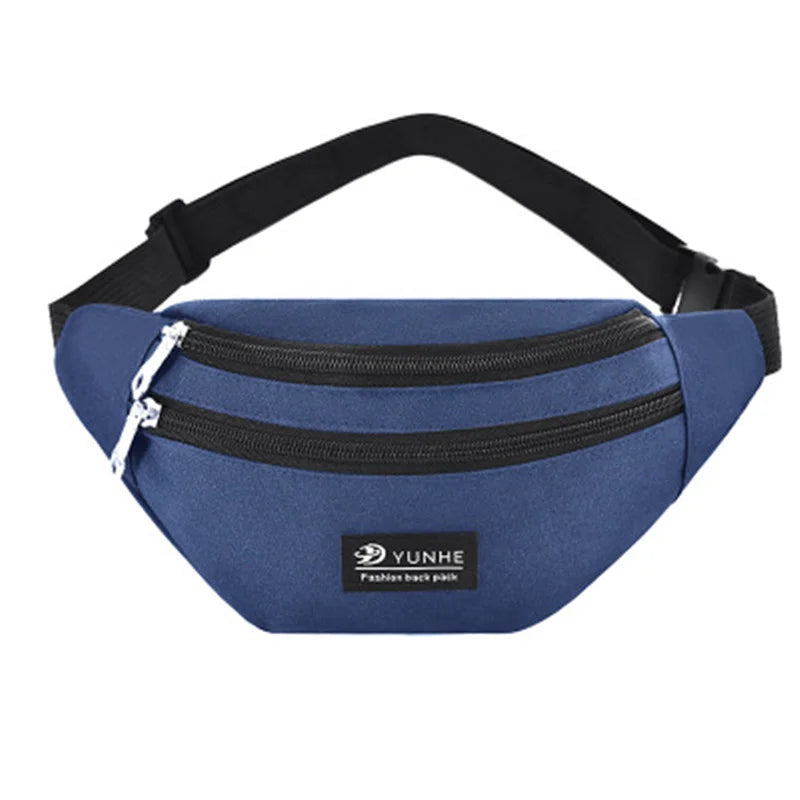 Waist Bag Women Three Zipper Pocket Men Chest Handbag Unisex Fanny Pack