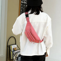 Floral Waist Bag Women Three Zipper Pocket Women Chest Handbag