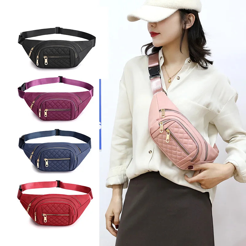 Women's Nylon Waist Bag Single Shoulder Outdoor Messenger Running Bag