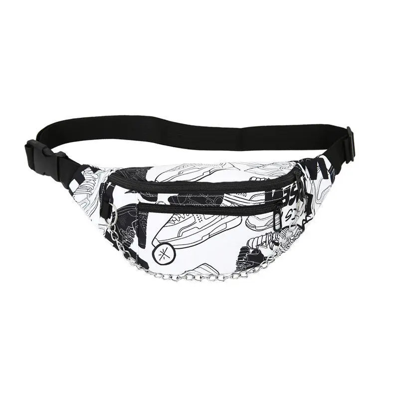 Nylon Crossbody Shoulder Bag Gothic Chest Pack Wild Girl Zipper Pockets