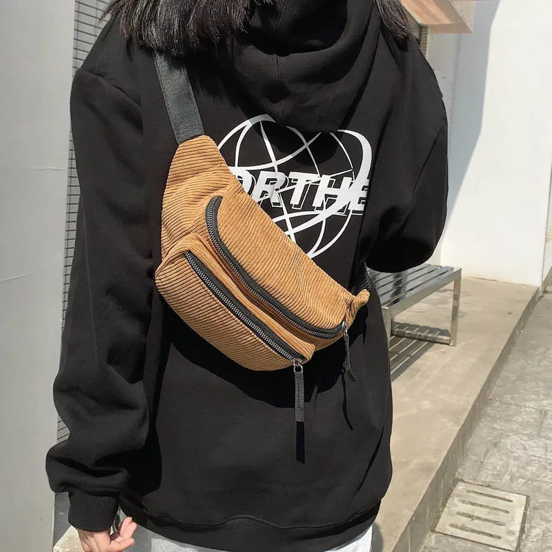 Canvas Waist Bag Women Fanny Pack Mini Satchel Chest Phone Pouch