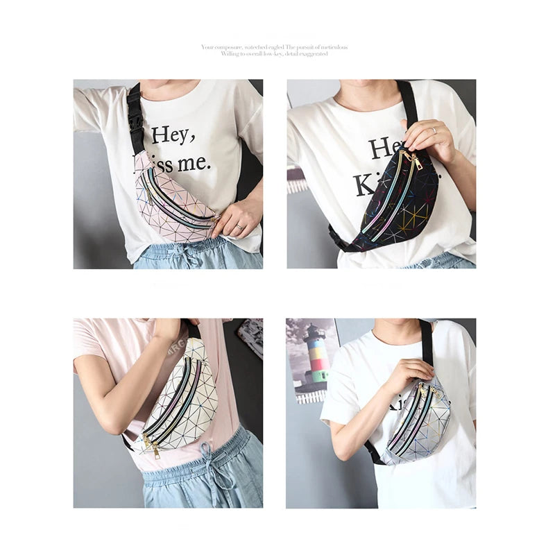 Geometric Waist Pack Laser Chest Phone Pouch Sport Purse Pocket
