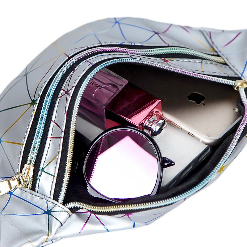 Geometric Waist Pack Laser Chest Phone Pouch Sport Purse Pocket